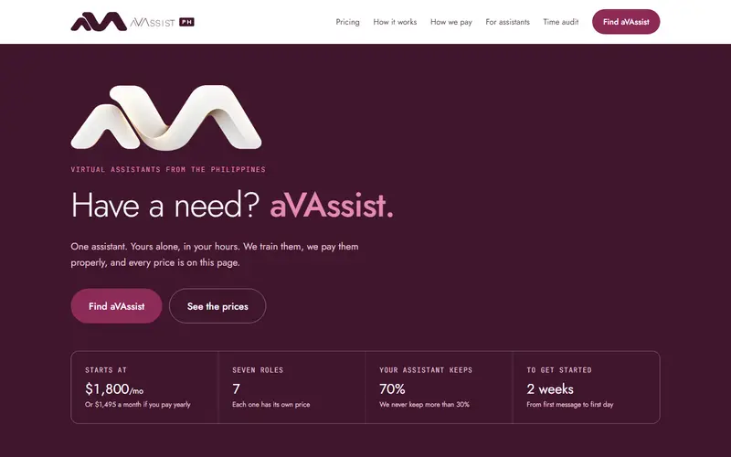aVAssist website preview