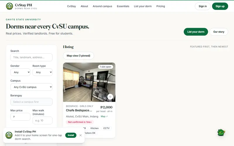 CvStay website preview