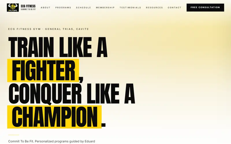 ECG Fitness Gym website preview