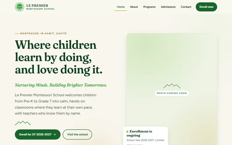 Le Premier Montessori School website preview
