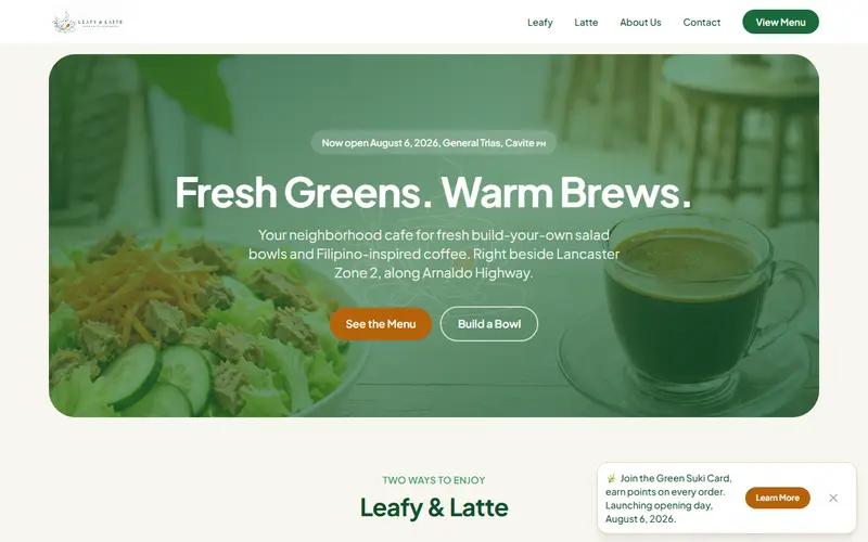 Leafy & Latte website preview