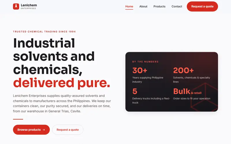 Lenichem Enterprises website preview