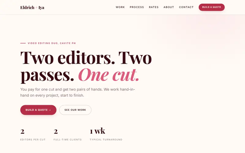 Two Passes, One Cut website preview