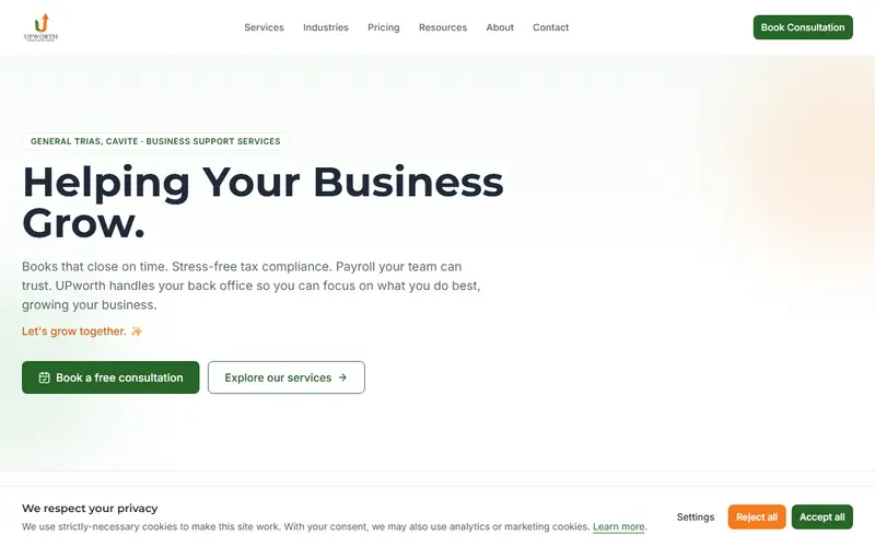 UPworth Business Support Services website preview